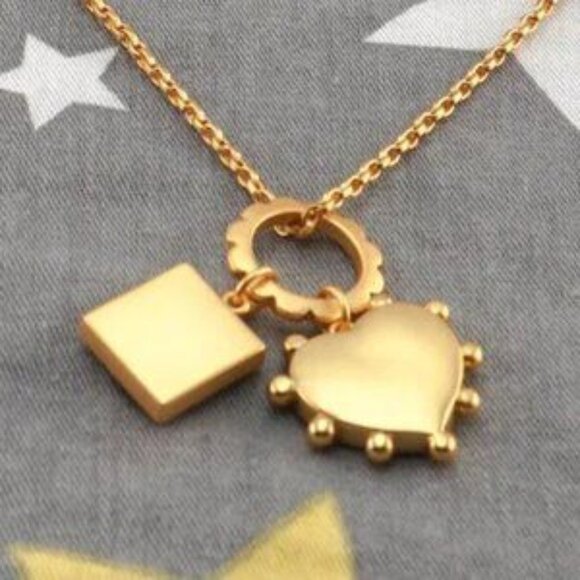 Tory Burch Heart and Square Charm Necklace in Semiprecious Stone (Brand New) - Picture 4 of 5